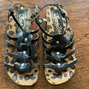 Beverly Feldman sandals flower patter cheetah print sole